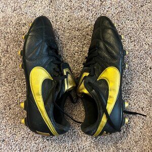 NIKE PREMIER II KANGAROO LEATHER FG SOCCER BOOTS CLEATS GOLD/BLACK US 8.5